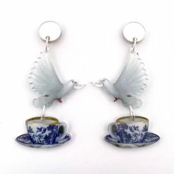 WINTERSHEART BLUE WILLOW DOVE EARRINGS