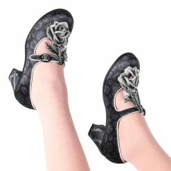 HOT CHOCOLATE DESIGN BLACK TUDOR -Shoes Sales Black Tudor Womens Mid Heels Legs 1 800x