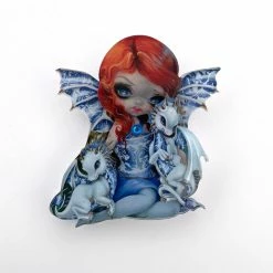 WINTERSHEART BLUE WILLOW DRAGONLINGS BROOCH