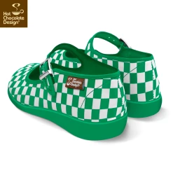 HOT CHOCOLATE DESIGN CHECKERS GREEN 10 HOT CHOCOLATE DESIGN CHECKERS GREEN -Shoes Sales Chocolaticas CHECKERS womens Mary Jane Flat Back 800x