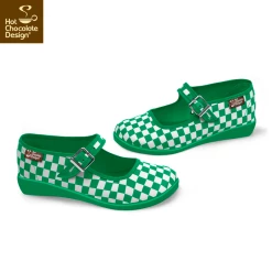 HOT CHOCOLATE DESIGN CHECKERS GREEN 9 HOT CHOCOLATE DESIGN CHECKERS GREEN -Shoes Sales Chocolaticas CHECKERS womens Mary Jane Flat Side 800x