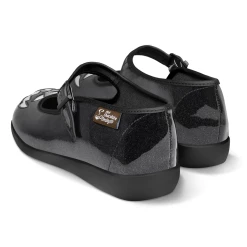 HOT CHOCOLATE DESIGN HALLOWEEN BLACK GLITTER -Shoes Sales Chocolaticas Halloween Black Glitter womens Mary Jane Flat Back 800x