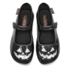 HOT CHOCOLATE DESIGN HALLOWEEN BLACK GLITTER -Shoes Sales Chocolaticas Halloween Black Glitter womens Mary Jane Flat Front 800x