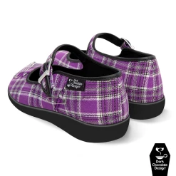HOT CHOCOLATE DESIGN PURPLE TARTAN 10 HOT CHOCOLATE DESIGN PURPLE TARTAN -Shoes Sales Chocolaticas Purple Tartan womens Mary Jane Flat Back 800x