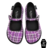 HOT CHOCOLATE DESIGN PURPLE TARTAN -Shoes Sales Chocolaticas Purple Tartan womens Mary Jane Flat Front 800x
