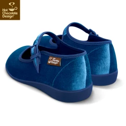 HOT CHOCOLATE DESIGN CURACOA BLUE 10 HOT CHOCOLATE DESIGN CURACOA BLUE -Shoes Sales Chocolaticas Velvet Blue womens Mary Jane Flat Back 800x