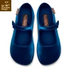 HOT CHOCOLATE DESIGN CURACOA BLUE 2 HOT CHOCOLATE DESIGN CURACOA BLUE -Shoes Sales Chocolaticas Velvet Blue womens Mary Jane Flat Front 800x