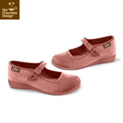 HOT CHOCOLATE DESIGN ROSE (PINK) 9 HOT CHOCOLATE DESIGN ROSE (PINK) -Shoes Sales Chocolaticas Velvet Pink womens Mary Jane Flat Side a46980e3 1289 4a8a 8ed7 fb0b397fd3d6 800x