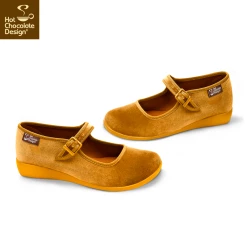 HOT CHOCOLATE DESIGN MIMOSA (YELLOW GOLD) -Shoes Sales Chocolaticas Velvet Yellow womens Mary Jane Flat Side 800x