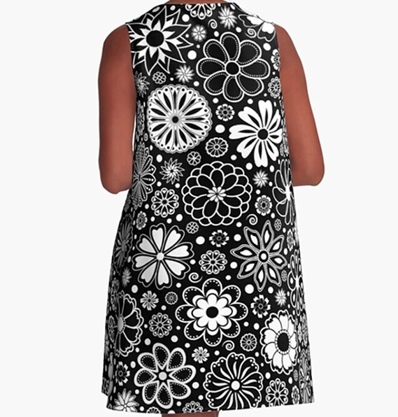 Miss Goody 2 Shoes FLOWERS BLACK AND WHITE A-LINE DRESS 4 Miss Goody 2 Shoes FLOWERS BLACK AND WHITE A-LINE DRESS - Image 2