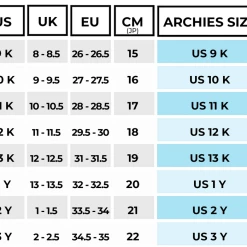 ARCHIES ARCH SUPPORT THONGS - KIDS SIZING -Shoes Sales KidsSizingChart 800x