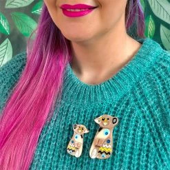 ERSTWILDER THE MASTERFUL MEERKAT BROOCH -Shoes Sales MEERKATPAIR MODEL 800x