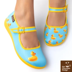 HOT CHOCOLATE DESIGN RUBBER DUCKIE -Shoes Sales Rubber Duckie womens Mary Jane Flat Legs1 800x