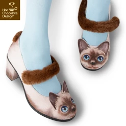 HOT CHOCOLATE DESIGN SIAMESE CAT -Shoes Sales SIAMESE CAT Womens Mid Heels Legs 800x
