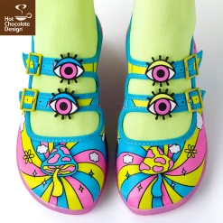 HOT CHOCOLATE DESIGN TRIPPY DAZE -Shoes Sales Trippy Daze womens Mary Jane Flat Legs1 800x