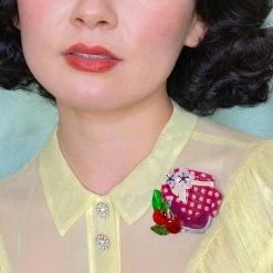 ERSTWILDER BLACK CHERRY BOUNCE BROOCH -Shoes Sales blackcherrybouncelady 800x