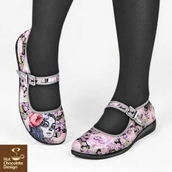 HOT CHOCOLATE DESIGN FLORA LA MUERTE -Shoes Sales chocolaticas flats flora legs 800x