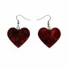 ERSTWILDER SOLID HEART GLITTER RESIN DROP EARRINGS - RED