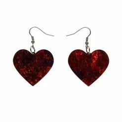 ERSTWILDER SOLID HEART GLITTER RESIN DROP EARRINGS - RED